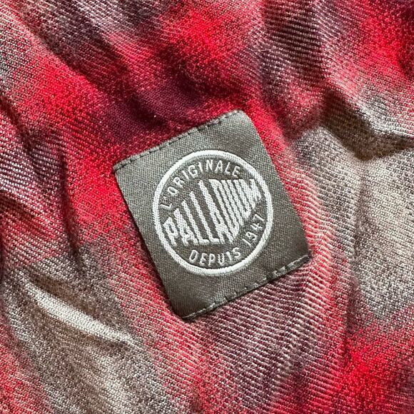 Palladium Red & Gray Plaid Fringe Scarf Grunge - Picture 3 of 5